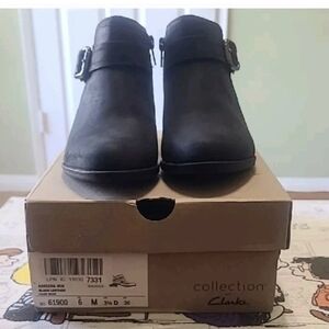 Clarks Dark Ankle Boots with Buckle